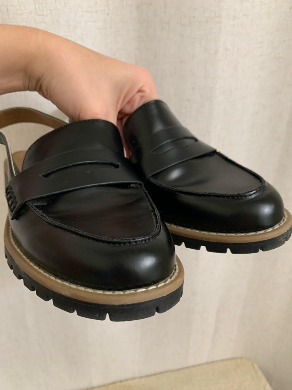 Dolce Vita Cancun Patent Leather Slingback Lug Sole Loafer Chunky Block Heel 9 - Picture 9 of 10